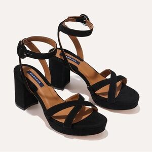 MARGAUX The PLATFORM SANDAL Black Suede Sz 38 US 8